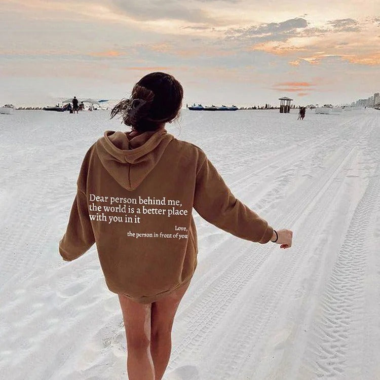 Women's Plush Letter Printed Hoodie – Trendy Unisex Pullover