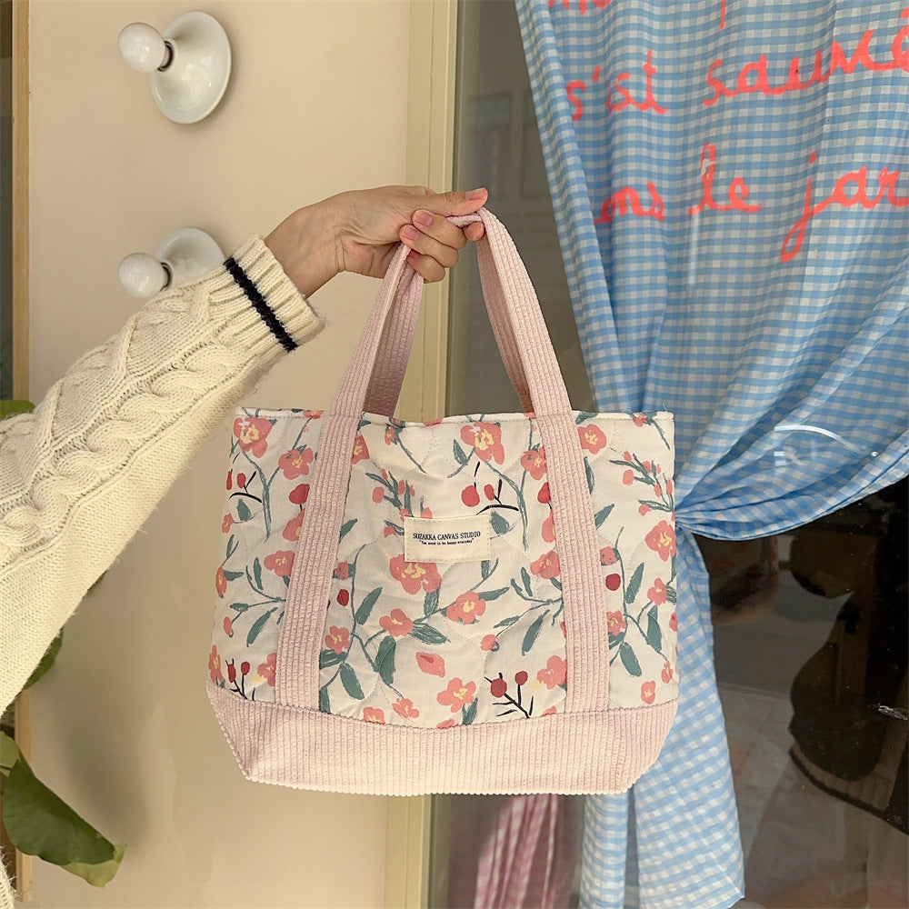 Quilted Patchwork Retro Flower Handbag Commuter