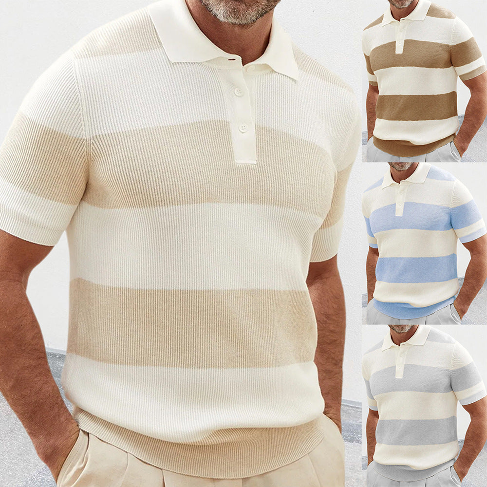 Men's Summer Fashion Lapel Sweater – Short Sleeve Slim Fit