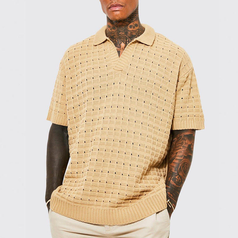 Men's Knitted Short-Sleeved Casual Shirt