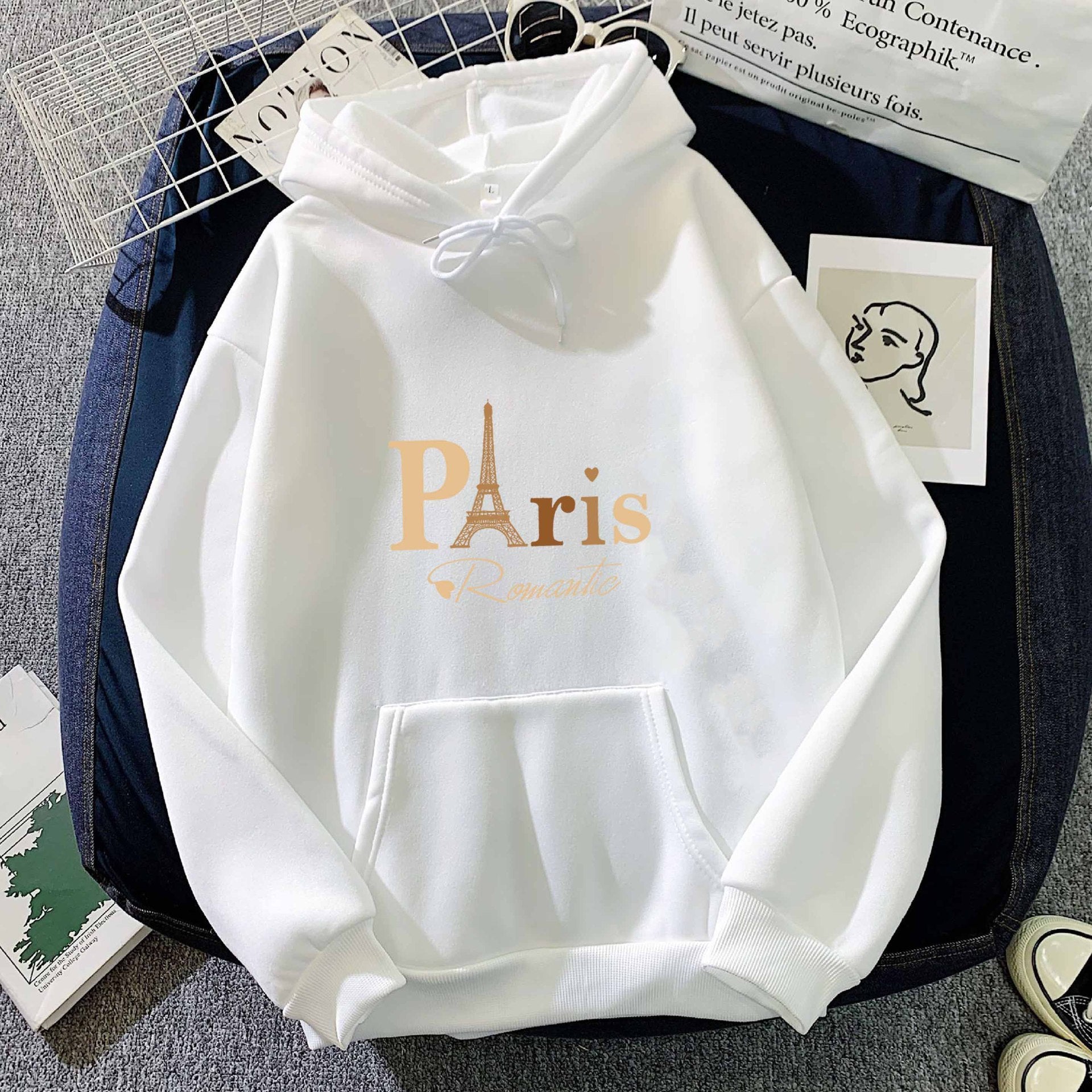 Letter Printed Hoodie – Unisex Couple’s Pullover