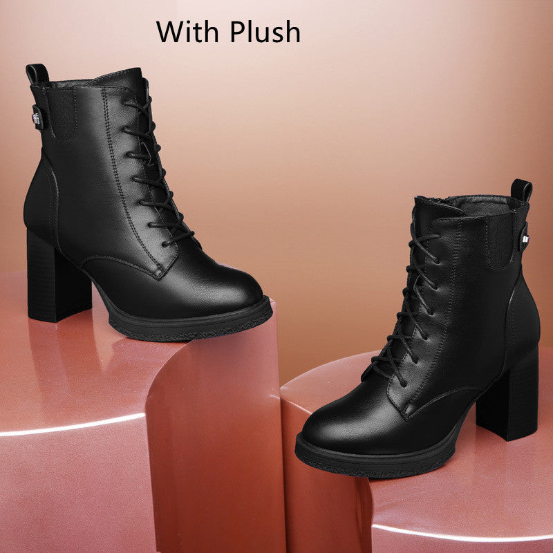 British Style Autumn And Winter Single Boots High Heels for Women