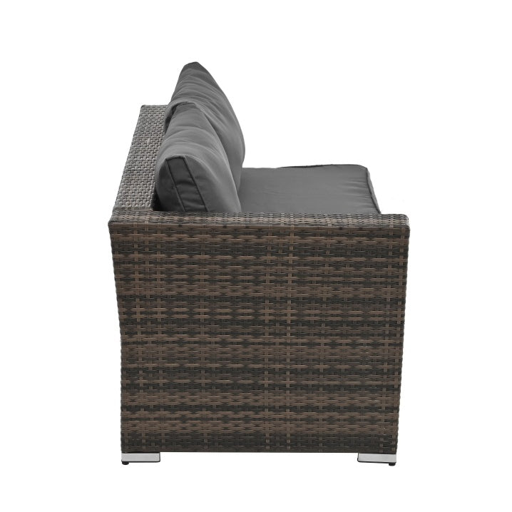 4-Piece PE Wicker Outdoor Patio Furniture Set with Tempered Glass & Coffee Table