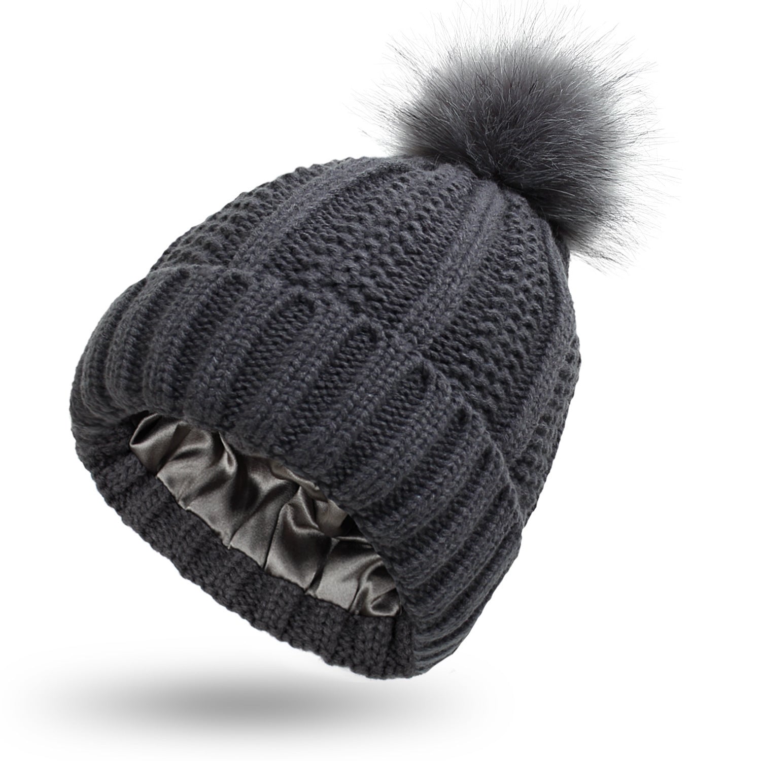 Fashionable Stretchy Satin-Lined Knit Beanie – Cozy & Stylish Winter Hat