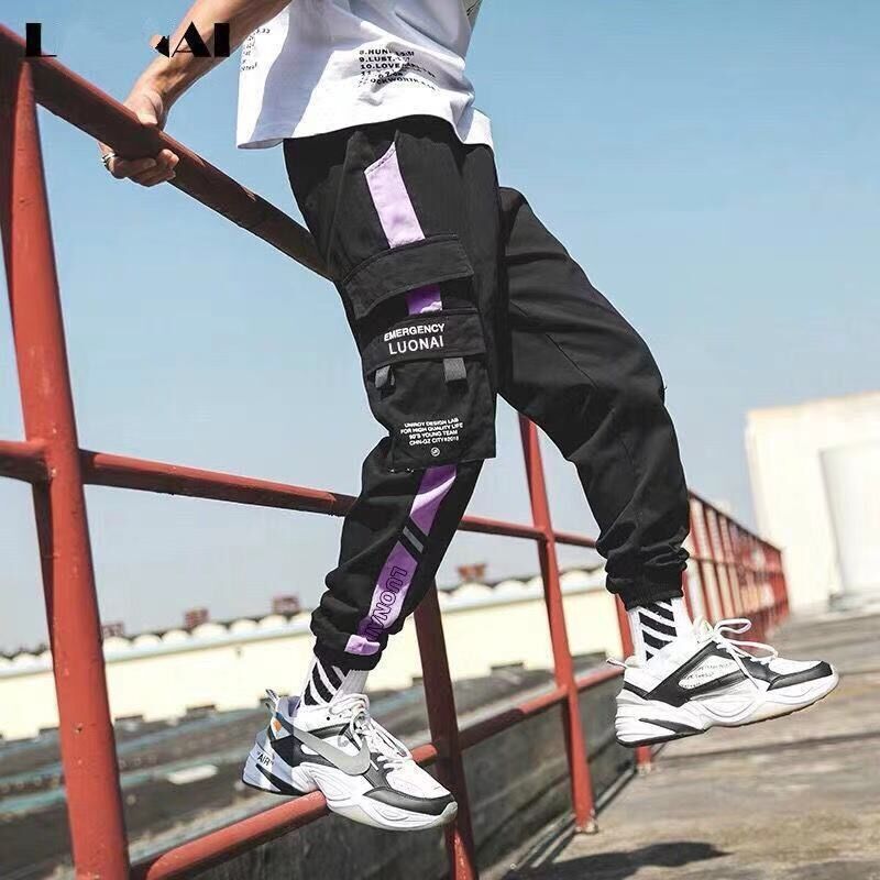 Loose Casual Cargo Pants with Velcro Straps