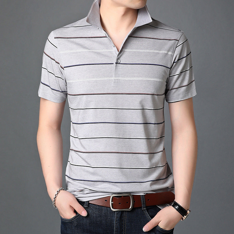 Men's Spring & Summer Striped Short-Sleeve Shirt
