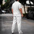 Men's Polo Collar Solid Color Short Sleeve Shirt & Trousers Set