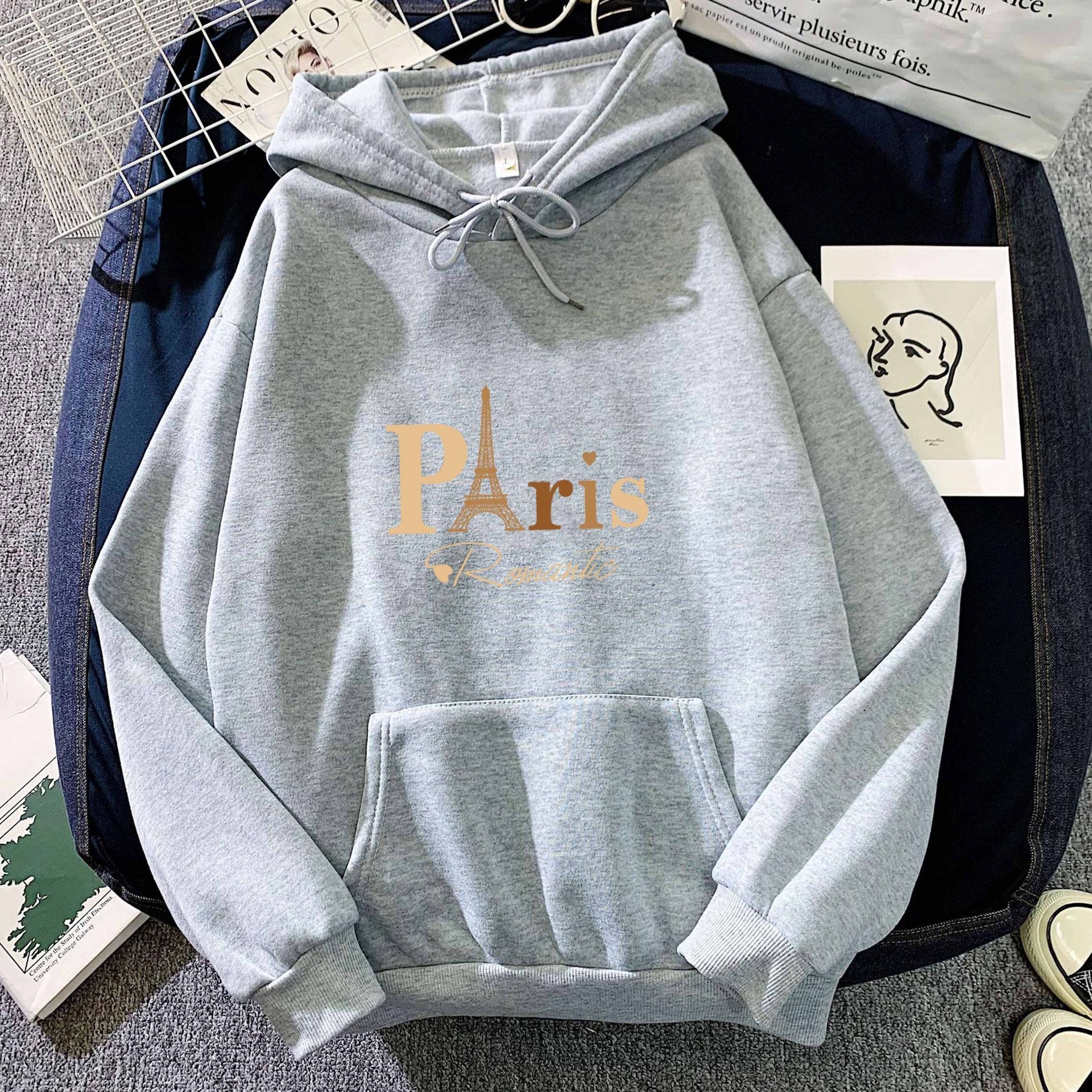 Letter Printed Hoodie – Unisex Couple’s Pullover