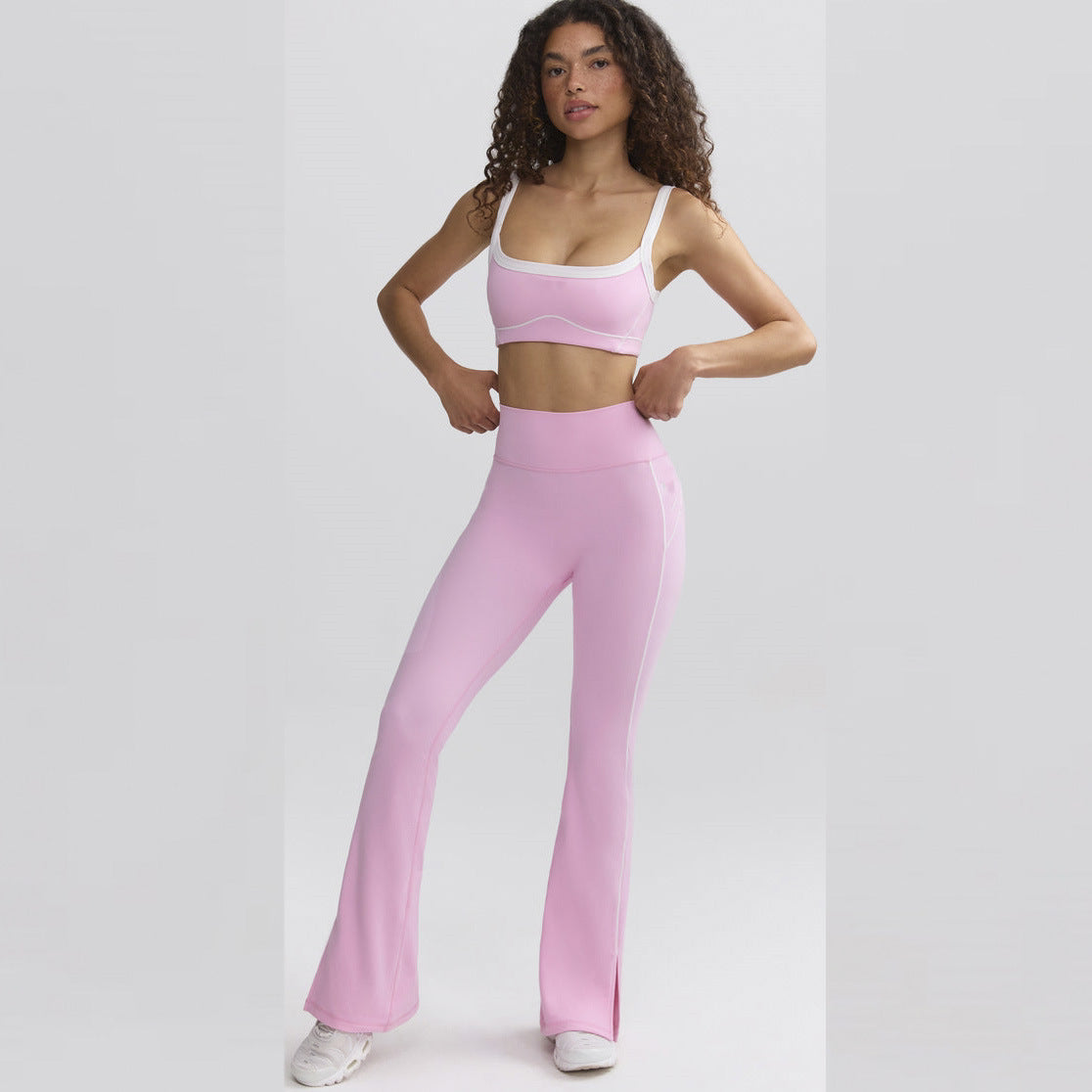 Nude Feel High Elastic Sports Contrast Color Yoga Suit