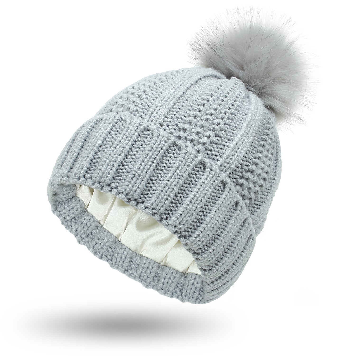 Fashionable Stretchy Satin-Lined Knit Beanie – Cozy & Stylish Winter Hat