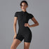 Women's Summer Zipper Short-Sleeved Sports Bodysuit – Yoga & Fitness Jumpsuit