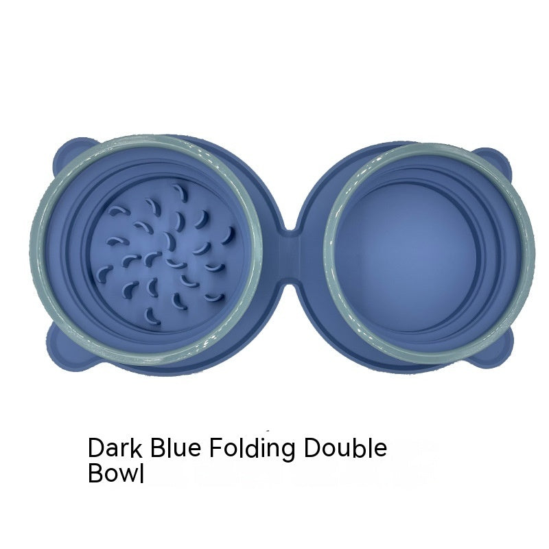 Portable Silicone Double Dog Food Bowls – Foldable, Non-Slip, Travel-Friendly