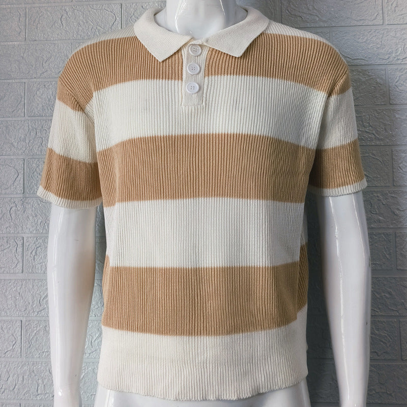 Men's Summer Fashion Lapel Sweater – Short Sleeve Slim Fit