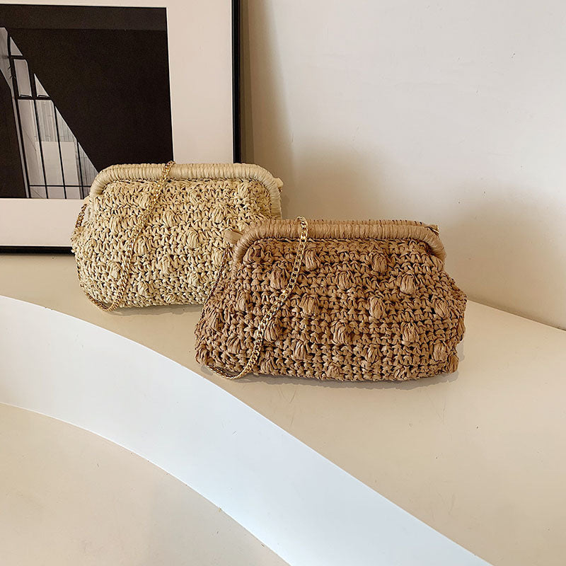 Fashion Woven One-Shoulder Hollow Out Beach Bag