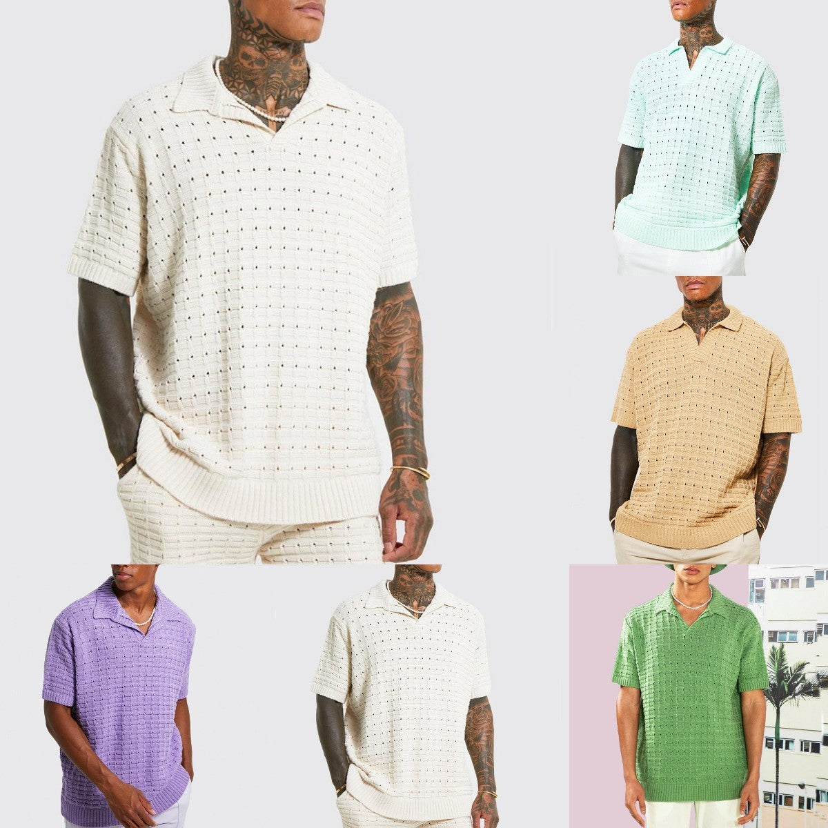 Men's Knitted Short-Sleeved Casual Shirt