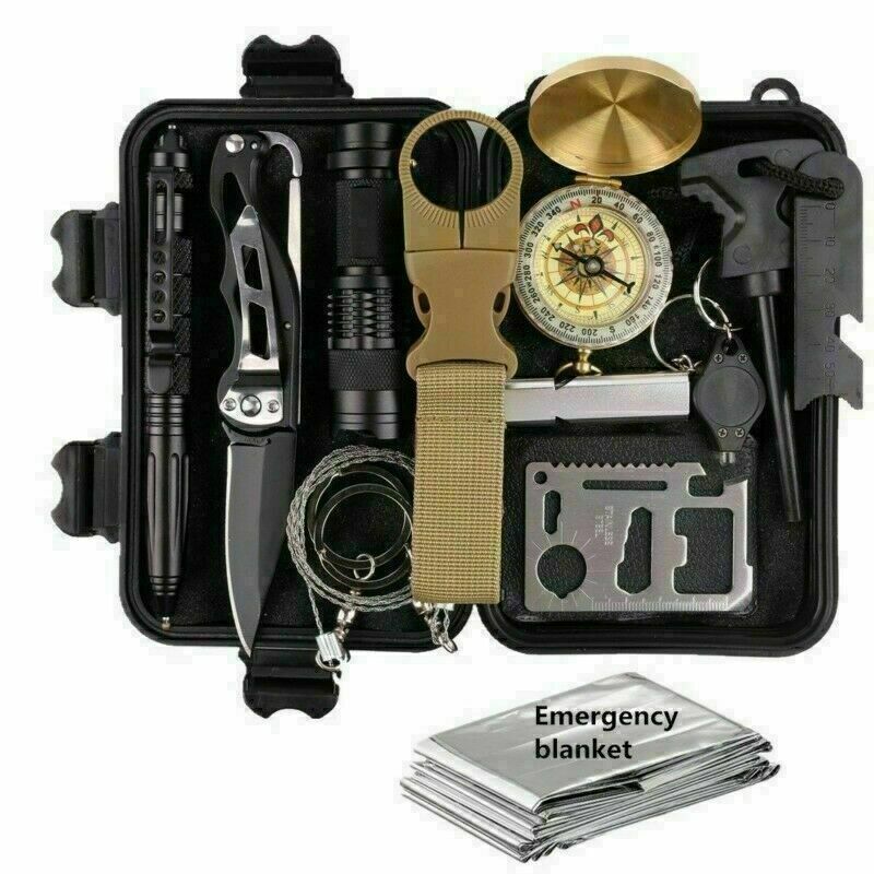 14-In-1 Outdoor Emergency Survival Kit - Tactical Gear Case for Camping/Emergency