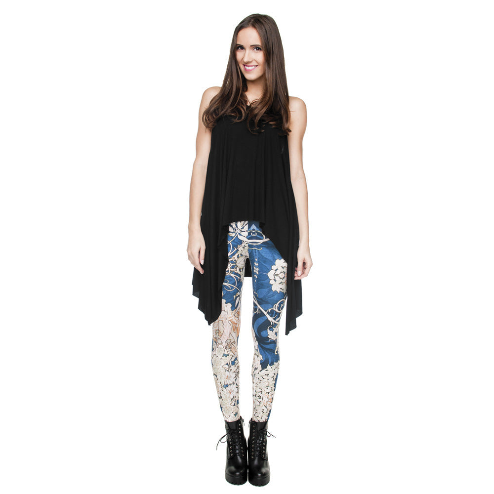 Printed Cropped High Waist Leggings – Women's Slimming and Breathable Pants