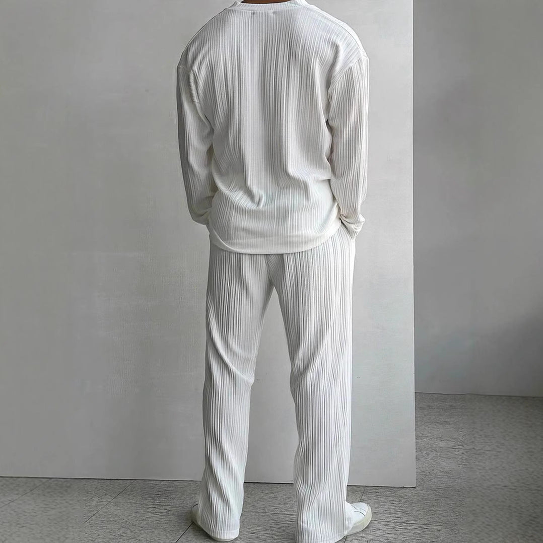 Men's Casual Button Shirt & Long Sleeve Trousers Suit