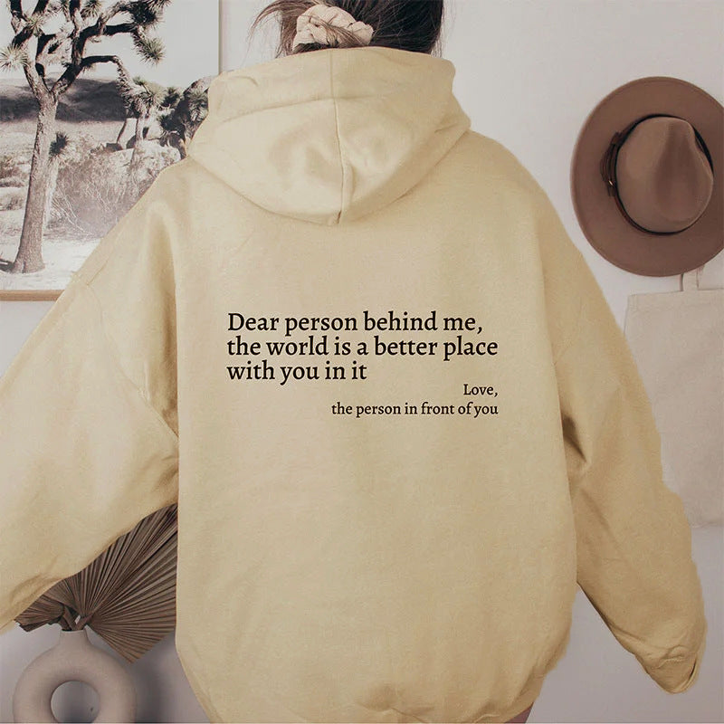 Women's Plush Letter Printed Hoodie – Trendy Unisex Pullover