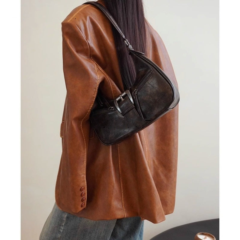 Women's Retro Shoulder Bag – Underarm Crescent Crossbody Bag