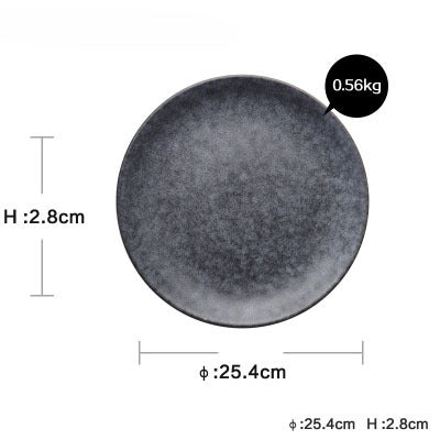 Retro-Style Ceramic Round Dinner Plate – European Flat Plate