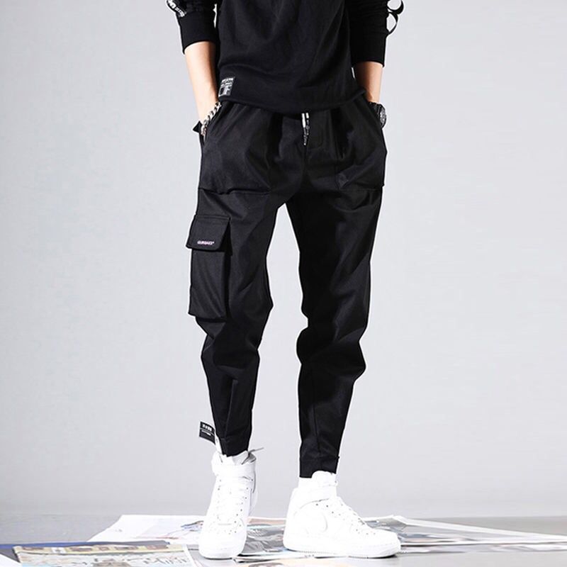 Loose Casual Cargo Pants with Velcro Straps