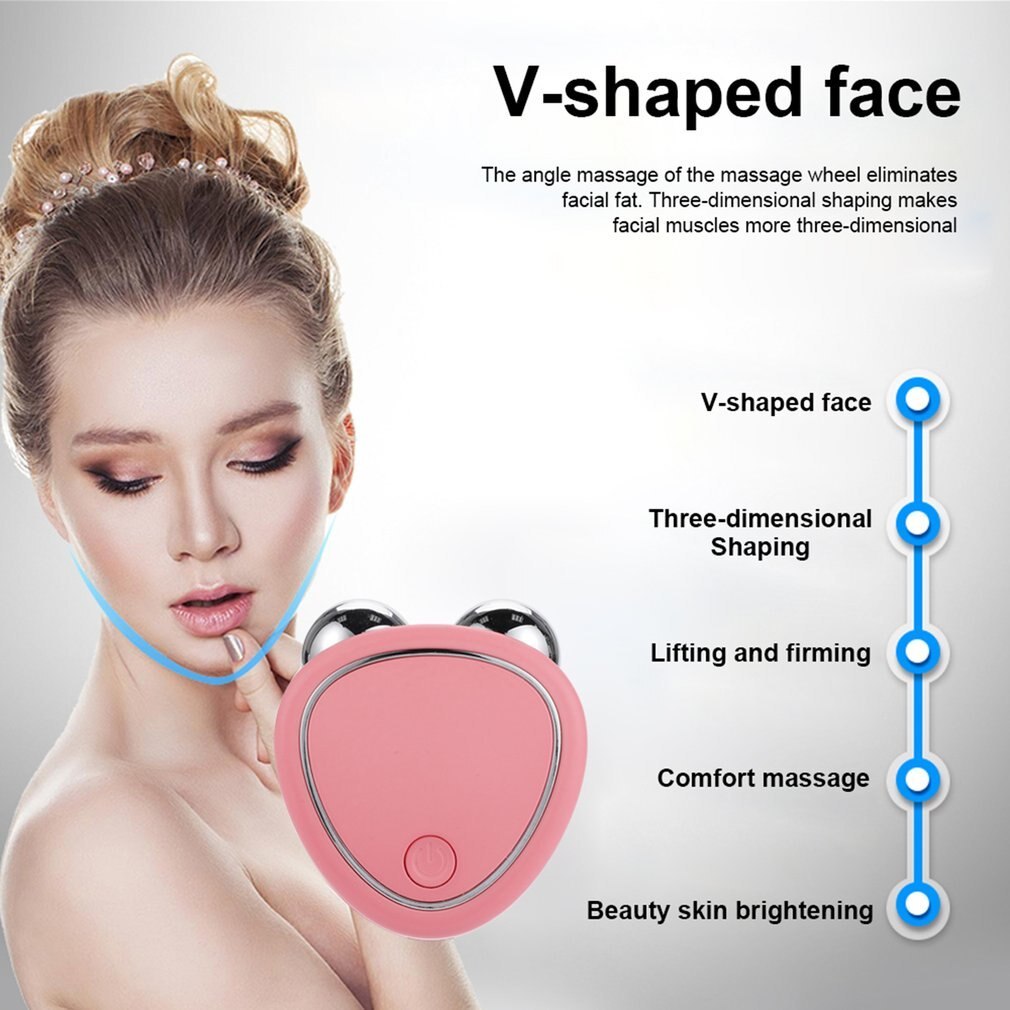 Portable Facial Micro-Current Beauty Instrument with Double Roller Massager