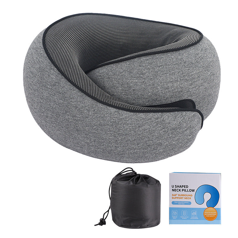 Memory Foam Travel Neck Pillow with Eye Mask – Compact Comfort for Airplanes & Cars