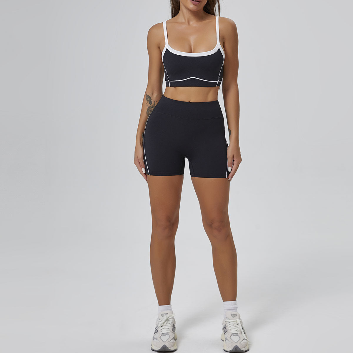 Nude Feel High Elastic Sports Contrast Color Yoga Suit