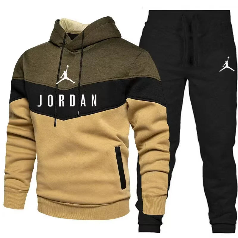2025 Men's High Quality Fiber Material Casual Hoodie Winter Set Fashion Hoodie Sealed Two Piece Design
