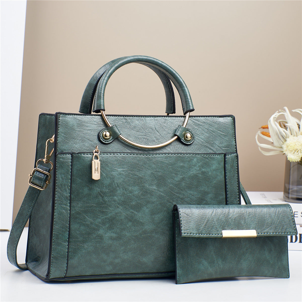 Large Capacity Women's Handbag Two-Piece Set