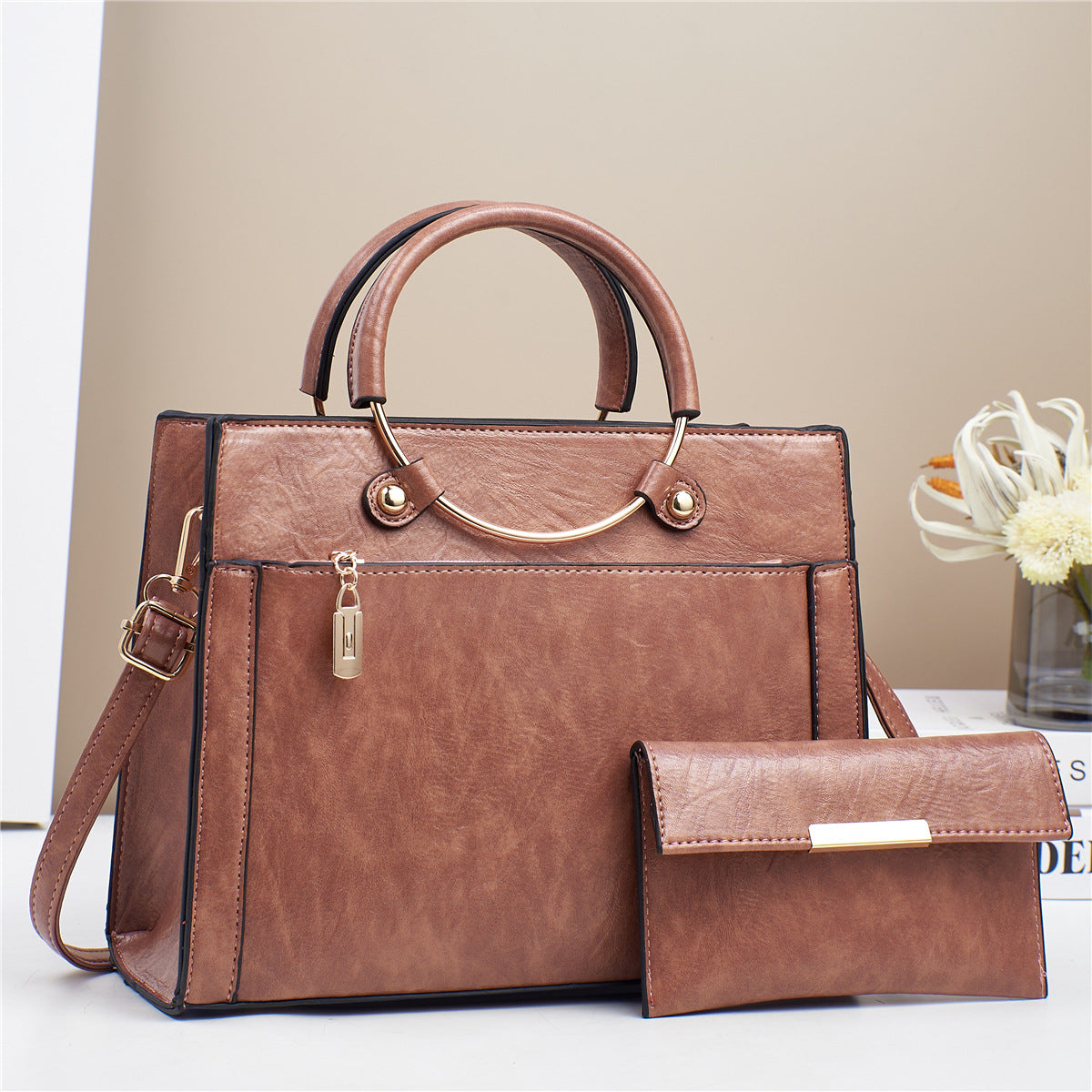 Large Capacity Women's Handbag Two-Piece Set