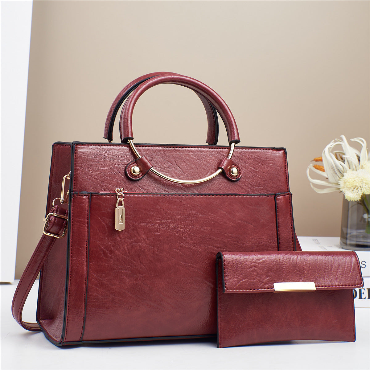 Large Capacity Women's Handbag Two-Piece Set