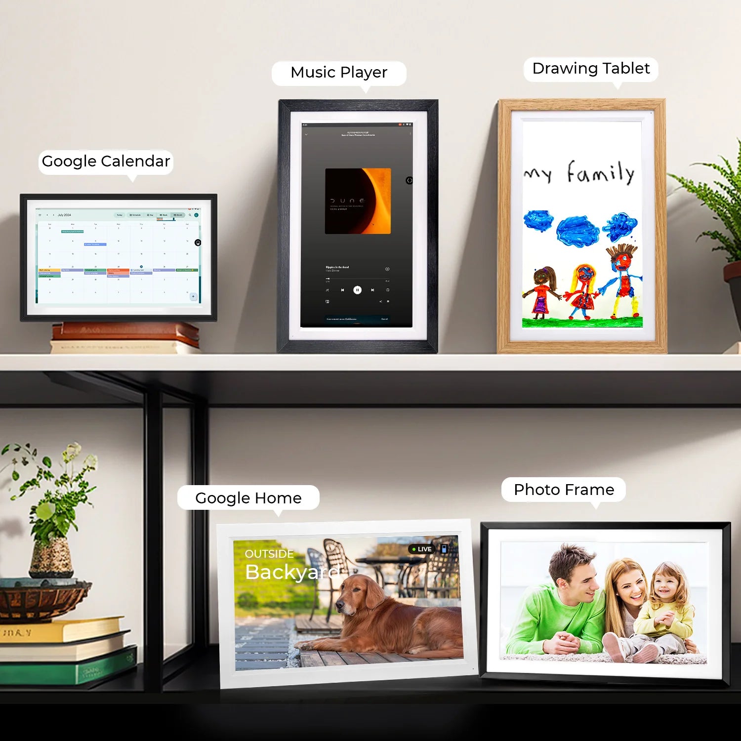 15.6 Inch Changing Smart Display Canvas touchscreen Google Calendar&HomeHub&Assistant Smart TV Gift for Family Music Frame