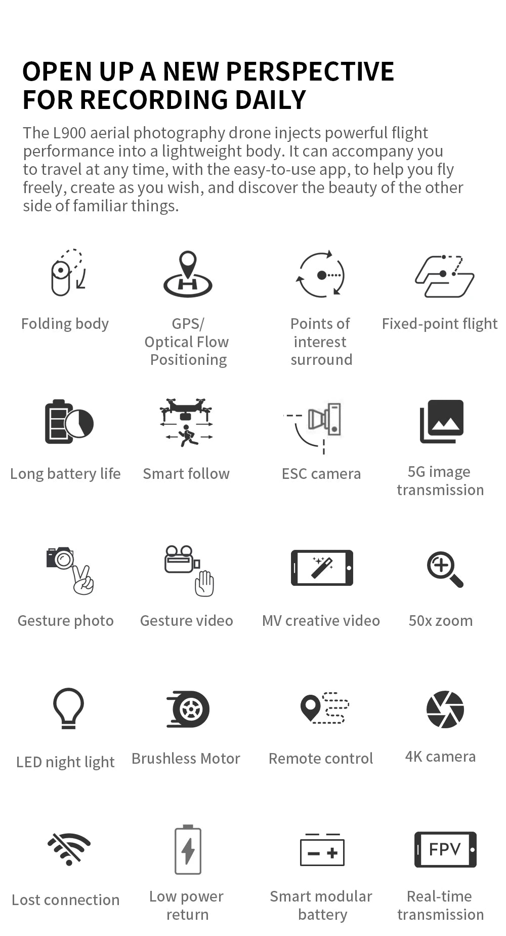 Drone L900 Pro 4K Professional 5G GPS HD Dual Camera Photography Brushless Foldable Quadcopter RC