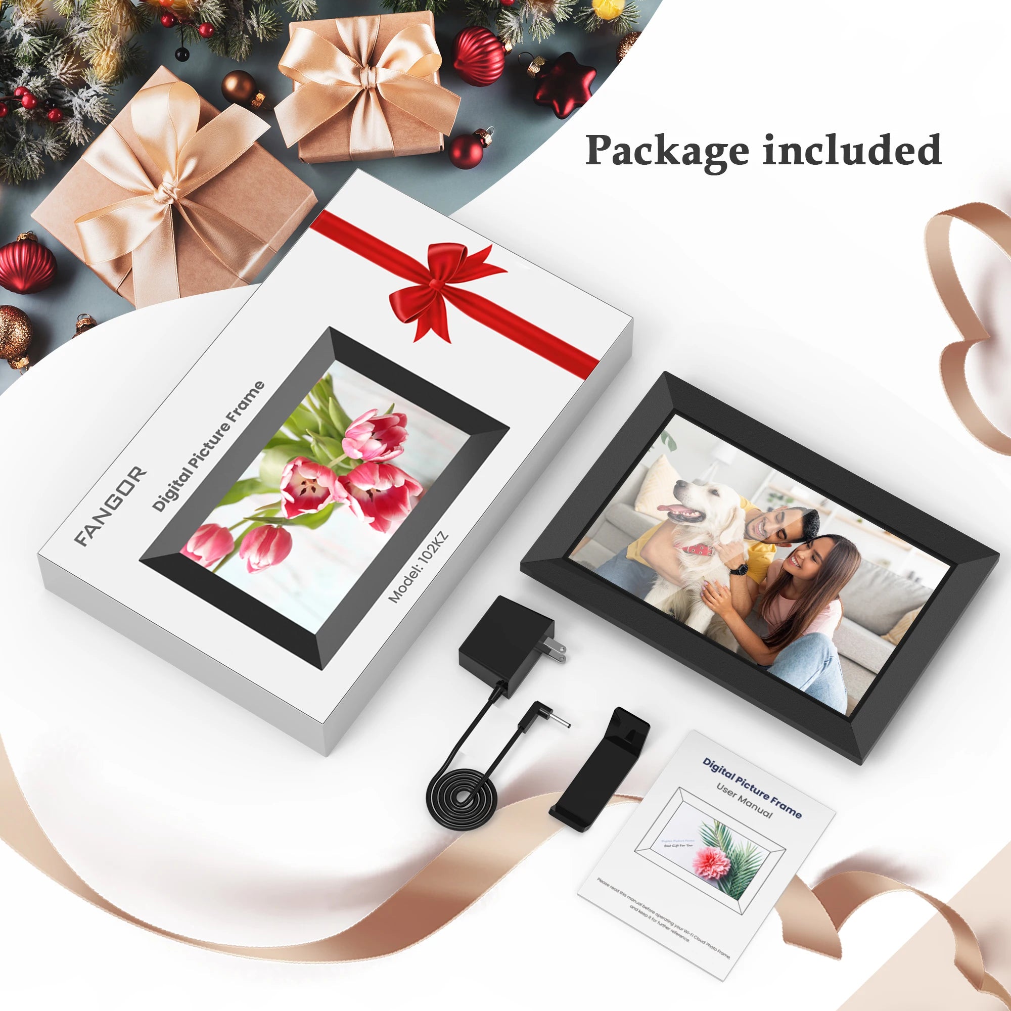 Share Instantly Photos with Grandma，10.1 Inch Smart WiFi Digital Photo Frame 32G FRAMEO  LCD Touch Screen Auto-Rotate