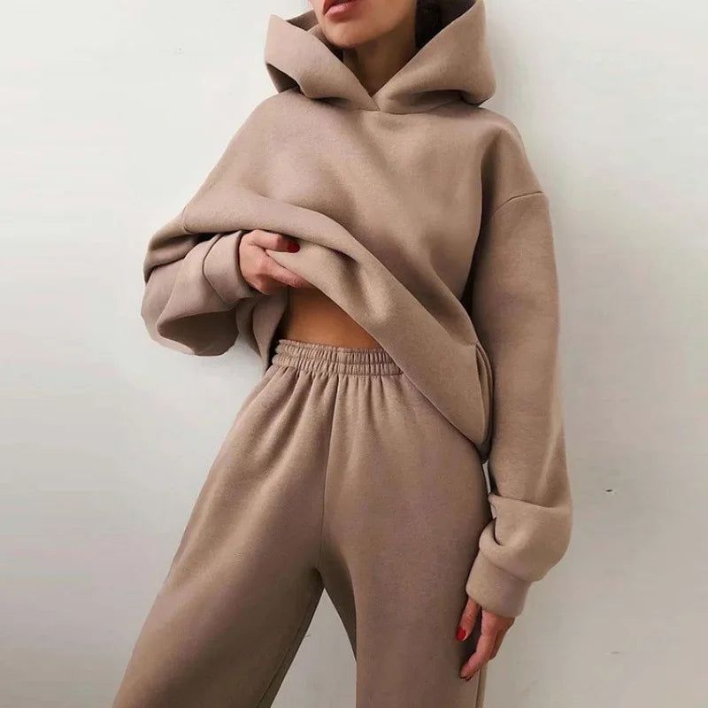 Plus Size Fashionable Long Sleeve Sweatshirt And Pants Set Autumn Winter Women's Casual Wear Two Piece Suit Comfortable plus ...