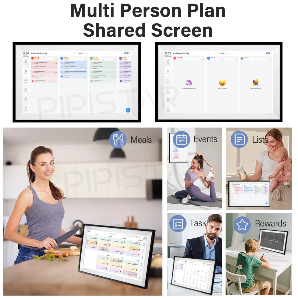 15.6-inch Home Smart Digital Calendar Touchscreen Interactive Display Home Schedule WiFi Sync and Digital Photo Frame