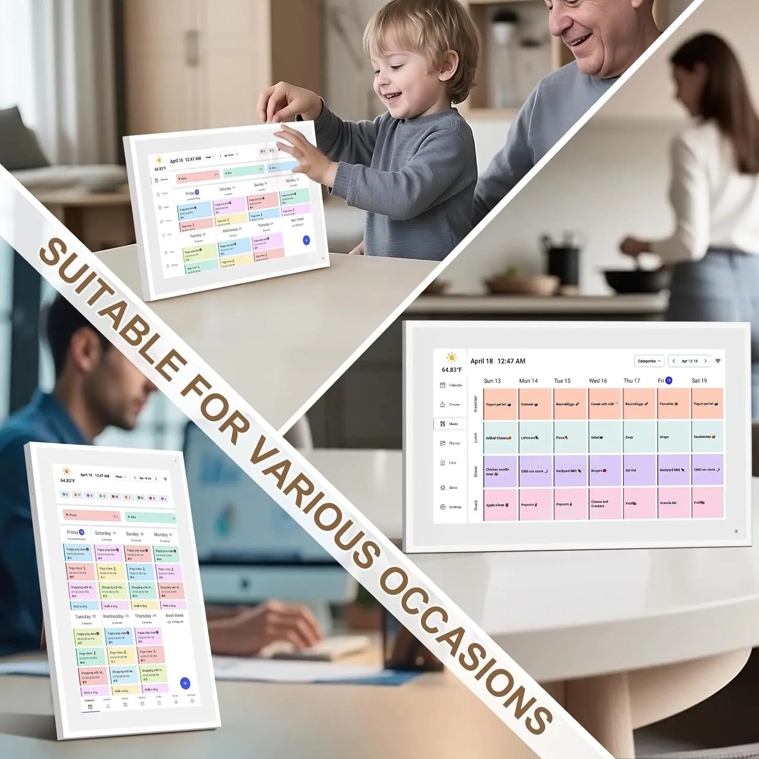 10inch Digital Calendar Chore Chart 1080P Full HD Interactive Touchscreen, Smart Family Planner, Hearth Display Digital Calenda
