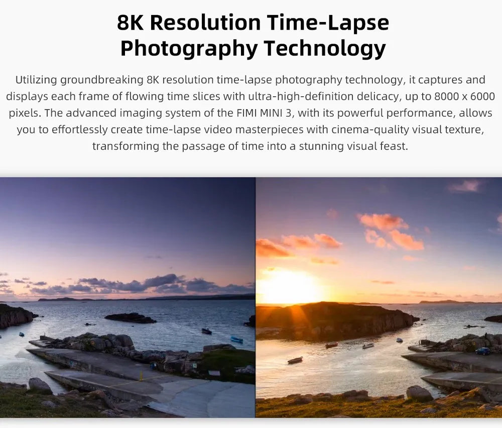 FIMI Mini 3 4K GPS drone with 3-Axis Gimbal 249g 4K/60FPS 48MP 9KM Transmission 64-Min Flight Time Super Night Video Auto Return