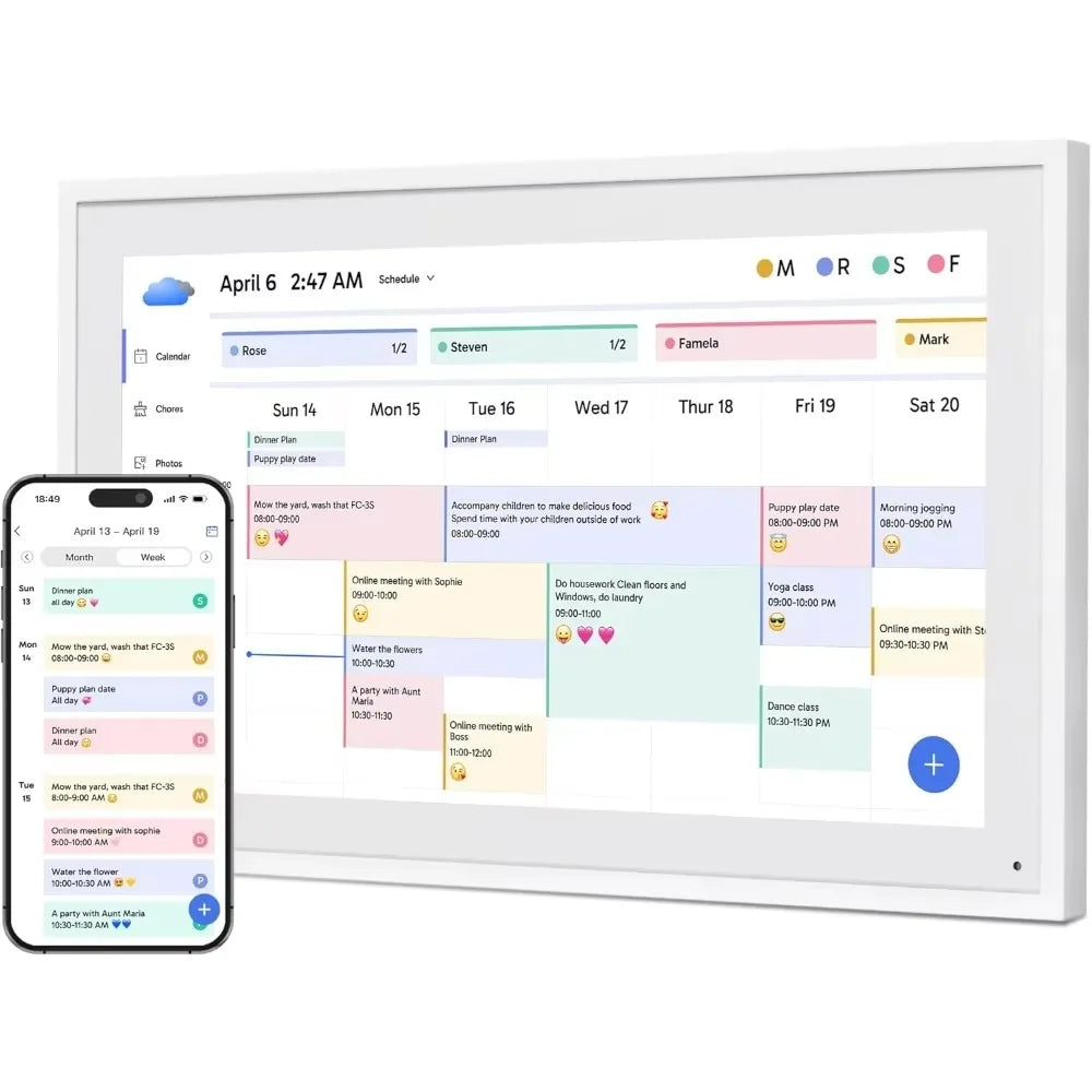Hindetel 10 inch  smart digital calendar photo frame touchscreen auto syc google calender apple for family calendar screen