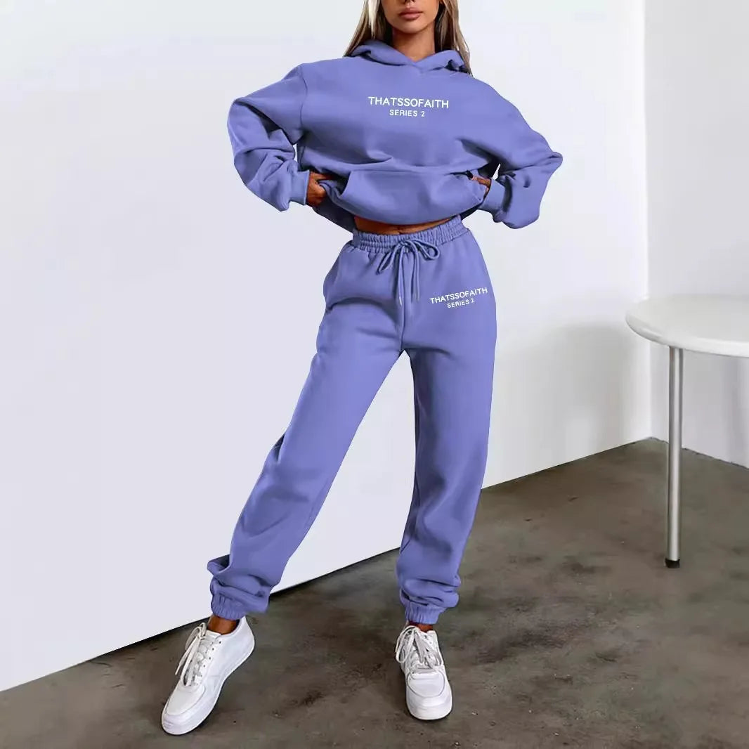 2025 Autumn Winter Women's Sets 2pcs Hoodies Pants Suit Sports Outfits  Letter Print Aesthetic Clothes Ladies Tracksuit