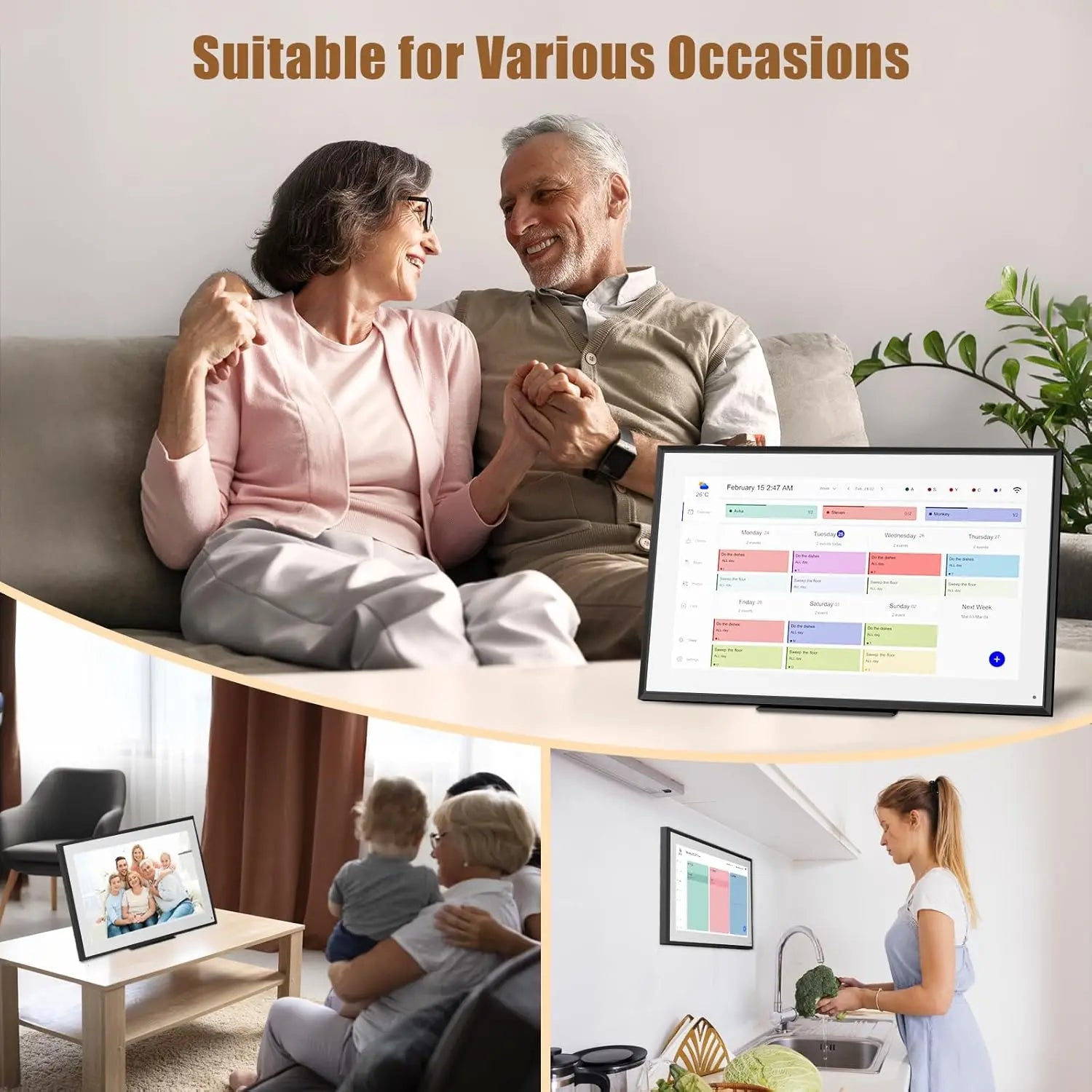 15.6 inch Wall Planner Digital Calendar Electronic Calendar Chore Chart,2025 Smart Touchscreen Full HD Interactive Display