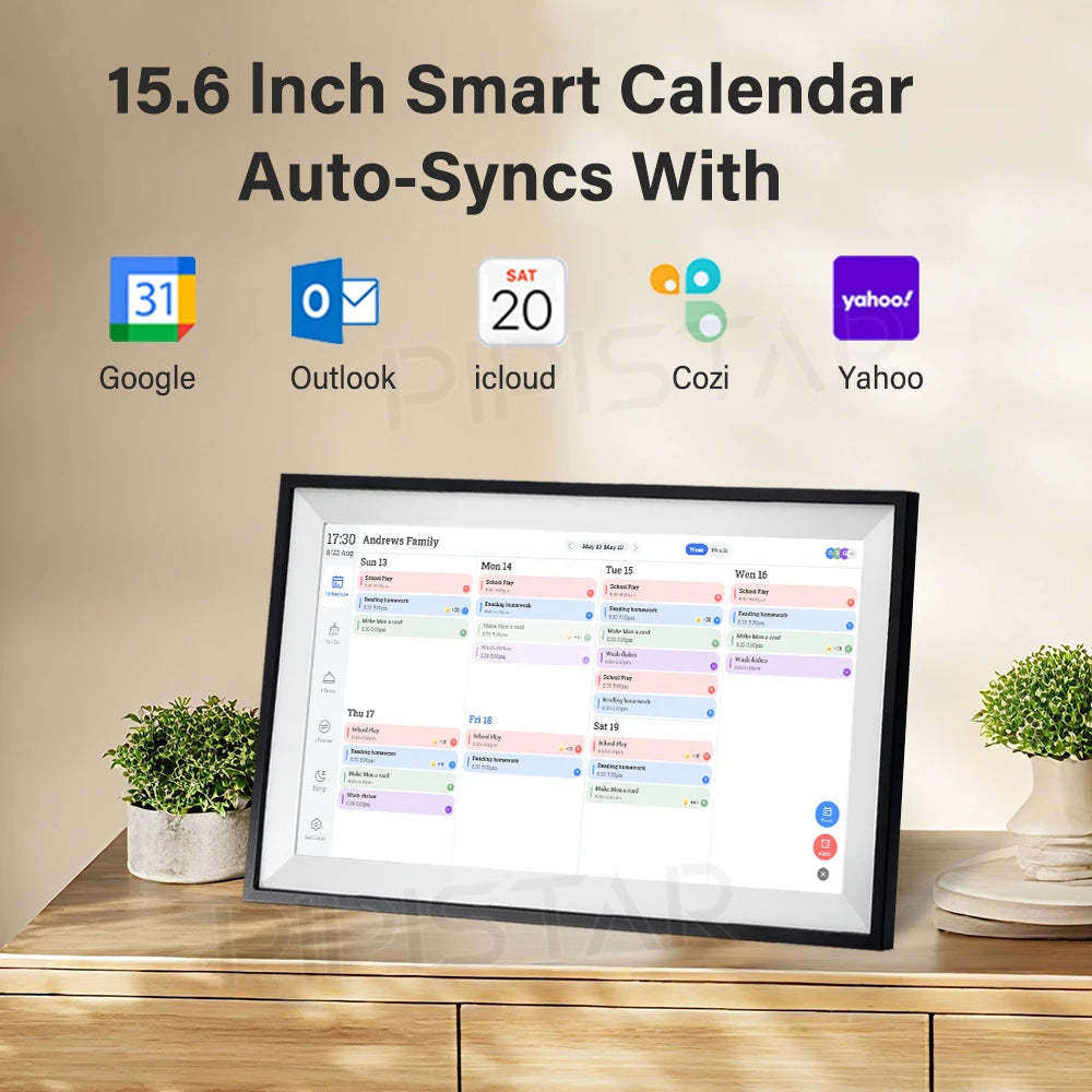 15.6-inch Home Smart Digital Calendar Touchscreen Interactive Display Home Schedule WiFi Sync and Digital Photo Frame
