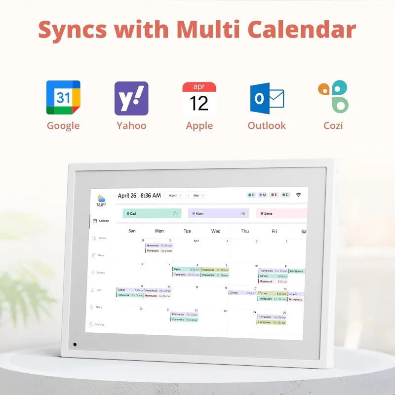 Digital Calendar Touch Screen 10 Inch, Electronic Calendar Chore Chart for Family Monthly/Weekly/Daily Planner, Smart Calendar f