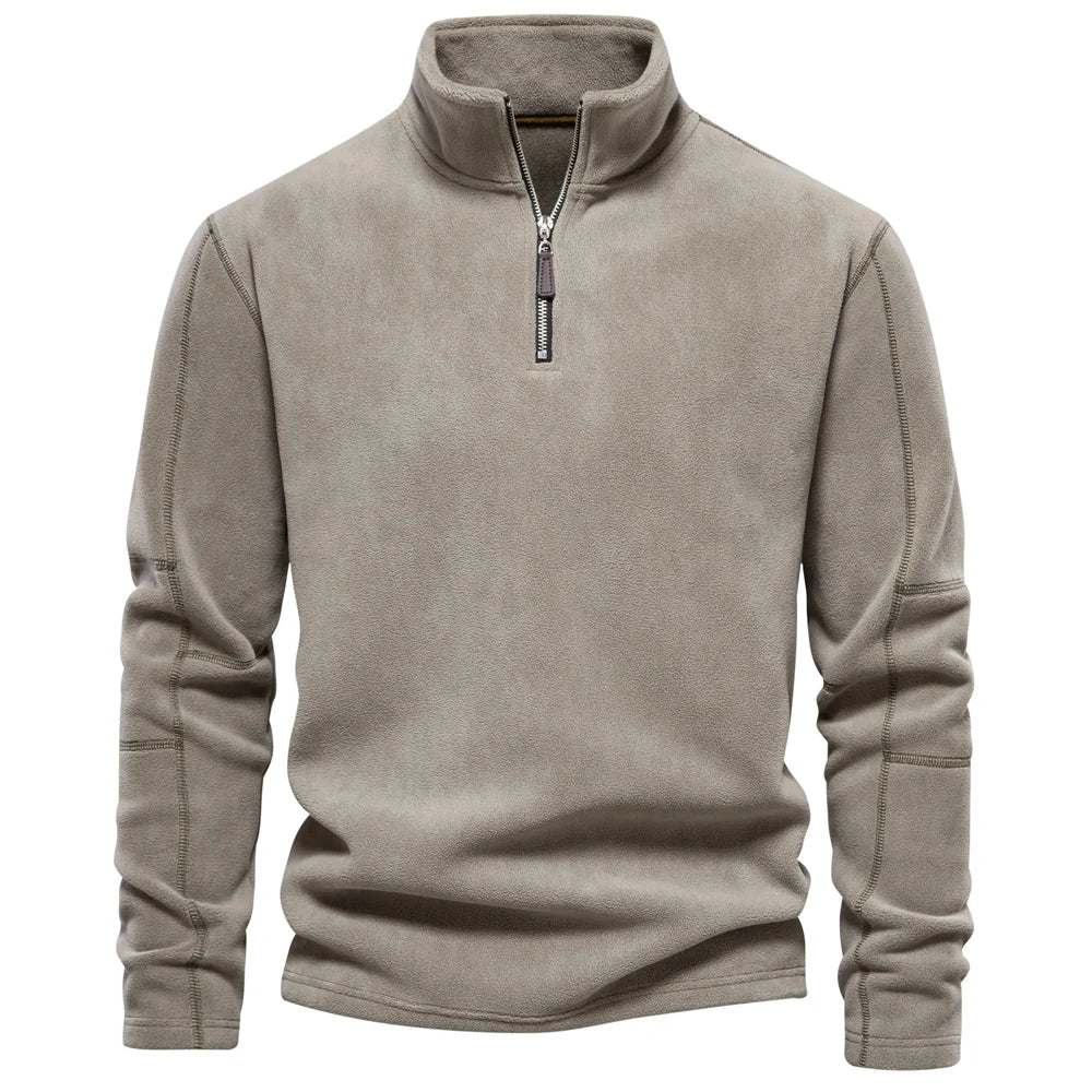 AIOPESON Brand Quality Thicken Warm Fleece Jacket for Men Zipper Neck Pullover Sweatshirt
