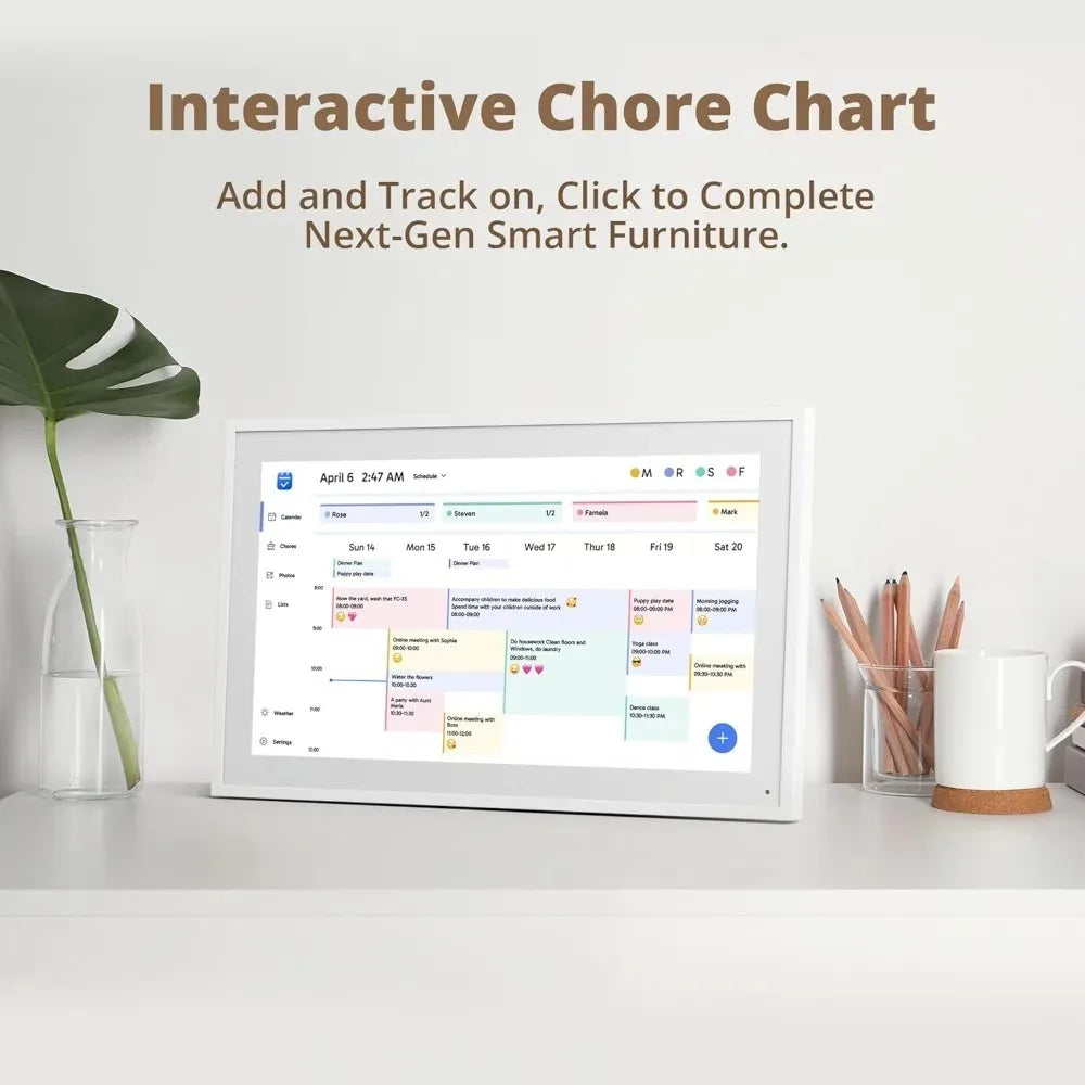 10inch Digital Calendar Chore Chart 1080P Full HD Interactive Touchscreen, Smart Family Planner, Hearth Display Digital Calenda