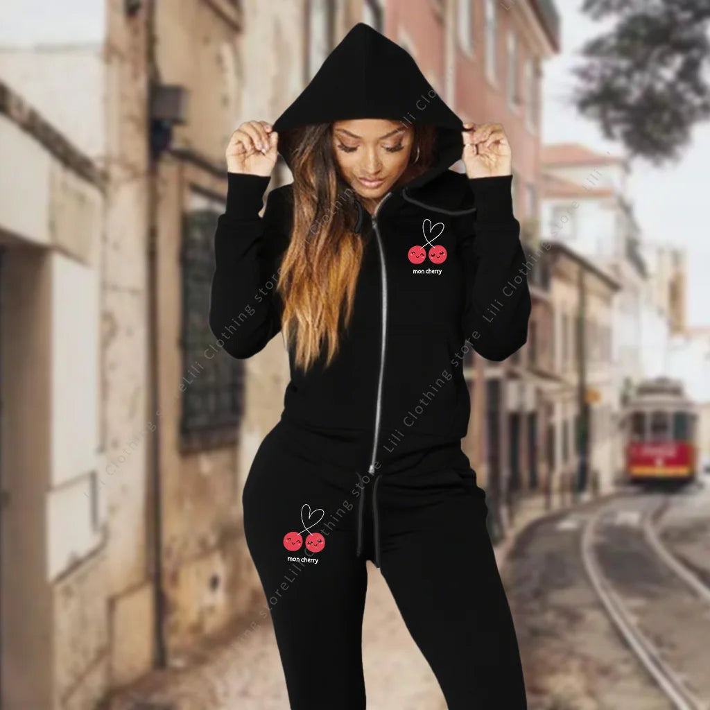 Women's Tracksuit Aesthetic Zipper Cardigan High quality Hoodies Sweatshirts Sweatpantssportwear Woman Pants Sets 2 Piece Suit