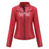 Women's Slim Leather Jacket, Stand-up Collar, Zipper Stitching, Monochromatic Coat, Fashion Clothing, New