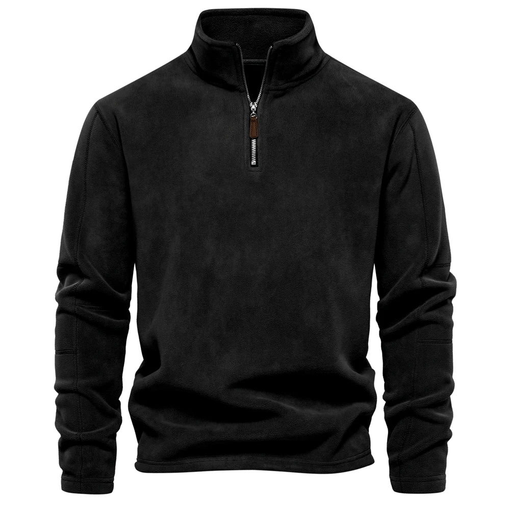 AIOPESON Brand Quality Thicken Warm Fleece Jacket for Men Zipper Neck Pullover Sweatshirt